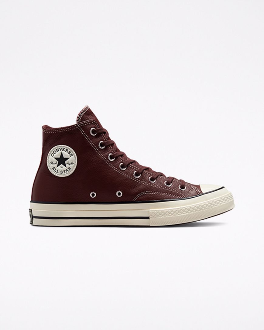 Men\'s Converse Chuck 70 Leather Seasonal Color High Top Shoes Burgundy | AU 9E85CX